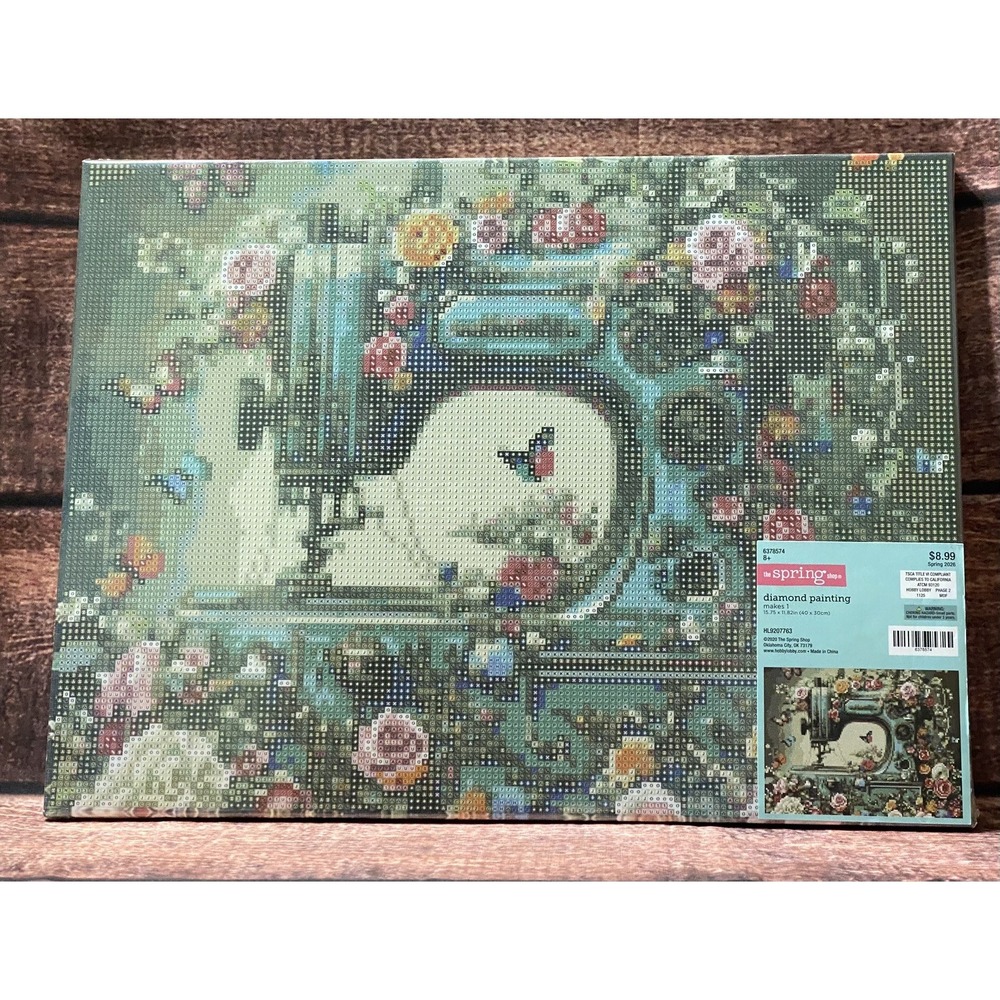 Antique Sewing Machine and Flowers Diamond Painting Kit Hobby Lobby New